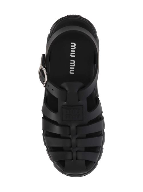 black caged design round toe appliqué logo Miu Miu | 5X140EF-0503LKKF0002